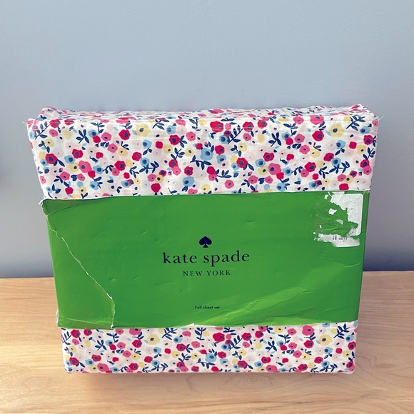 NWT Kate Spade 4PC Pink Floral Cotton Full Sheet Set